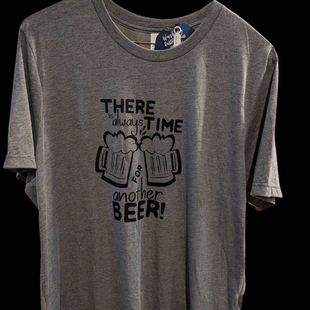 Men’s Gray T-Shirt – "There's Always Time for Beer" – Size XL